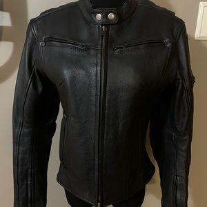 Women’s (S) Black leather Moto jacket, purchased from Harley Davidson.